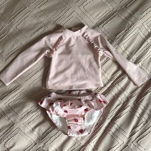 Petit Lem Pink Ladybug 2piece Swim Suit /  Rash Guard (6-12m)